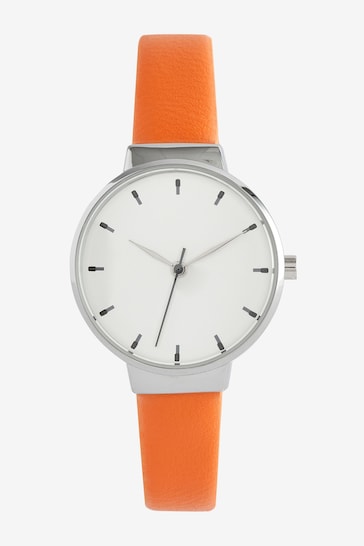 Orange Clean Strap Watch