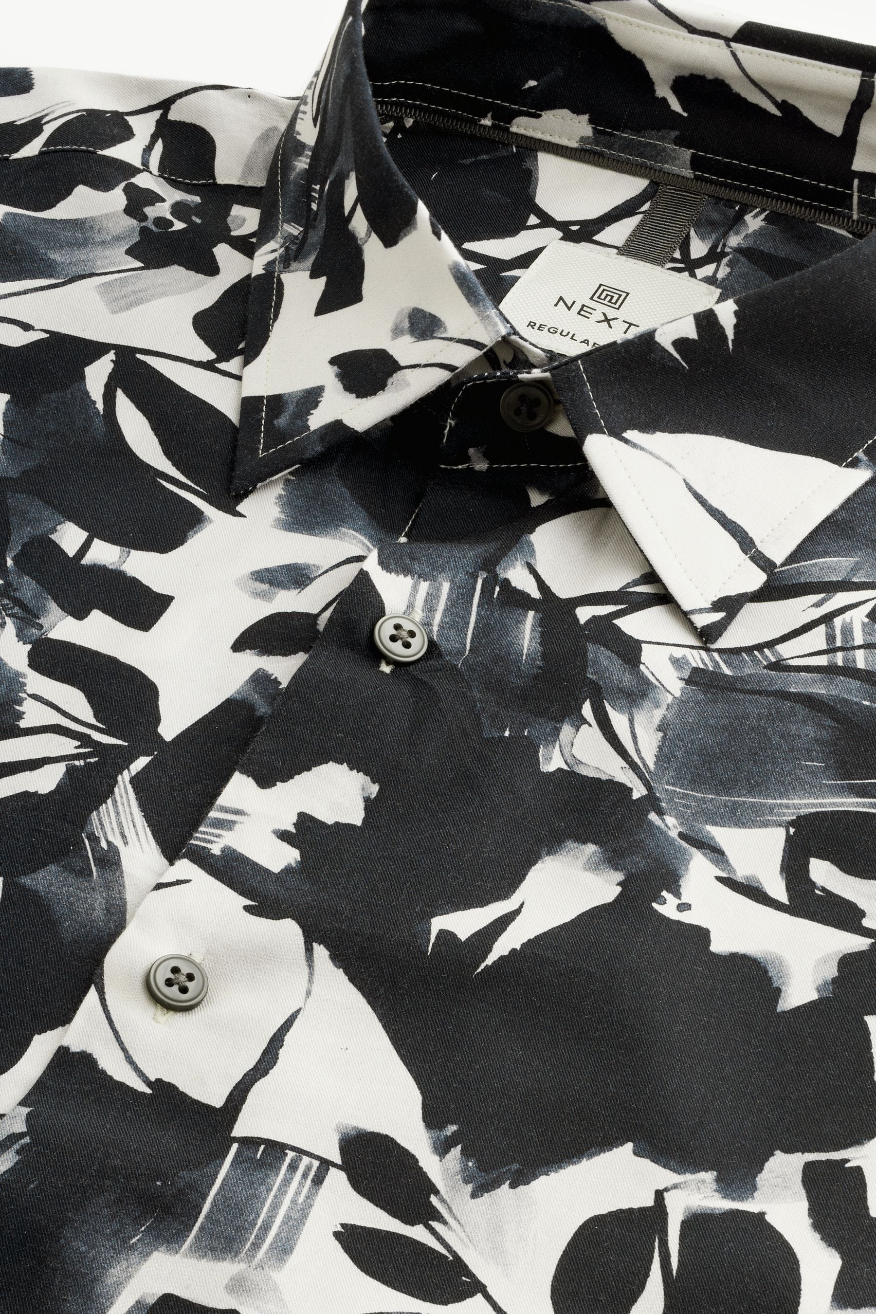 Black and white print shirt mens clearance