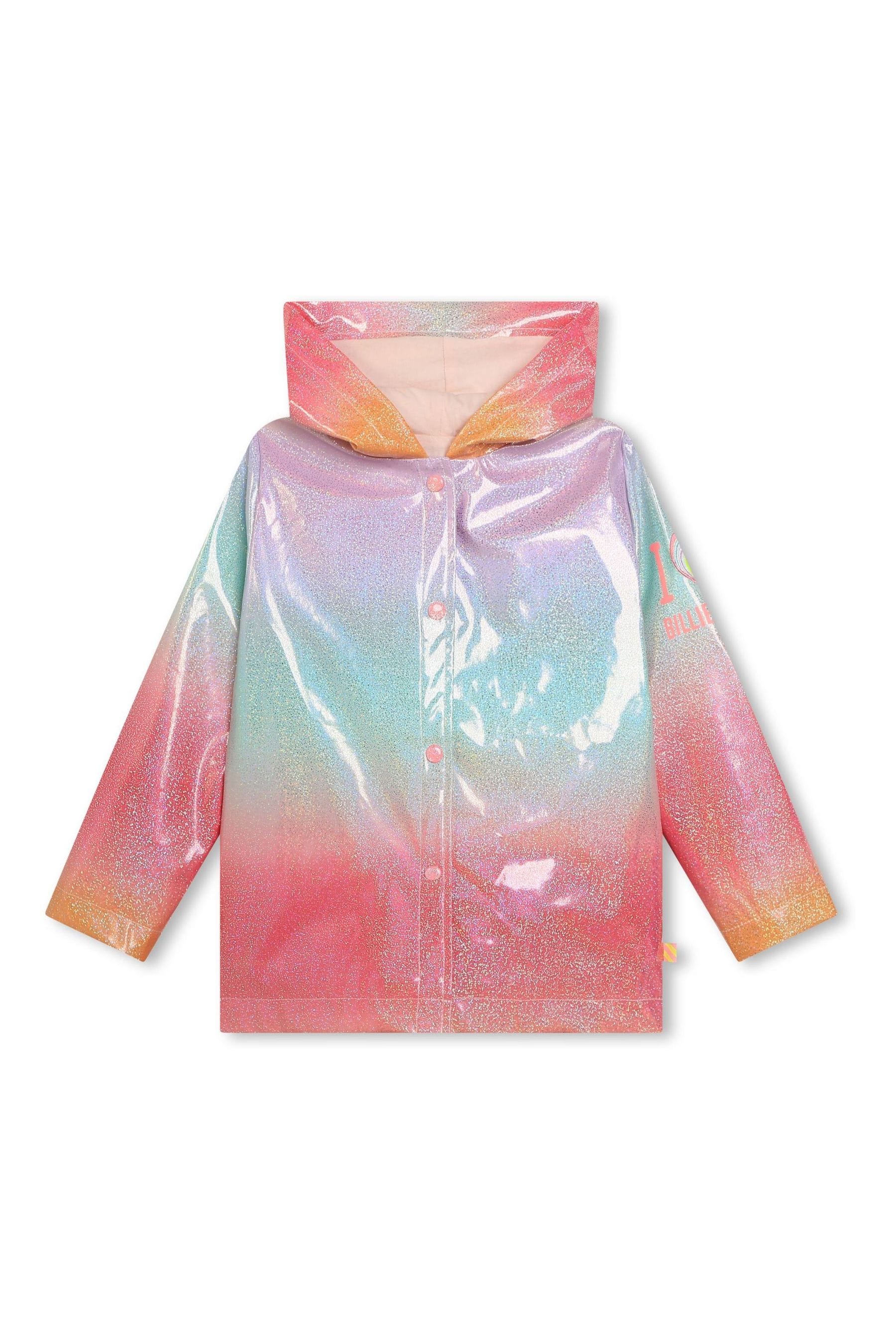 Buy Billieblush Pink Rainbow Glitter Raincoat With Hood from the