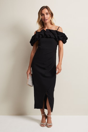 Phase Eight Mallory Off The Shoulder Maxi Black Dress