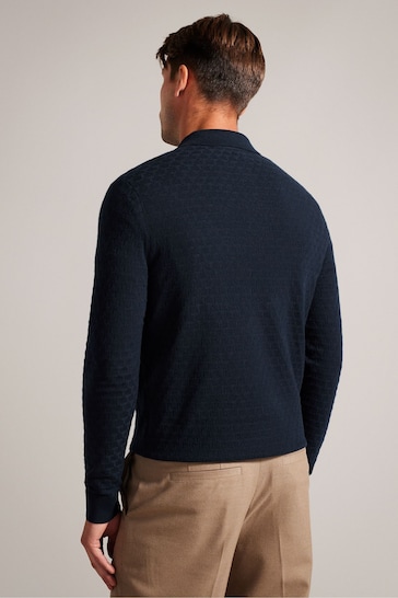 Ted Baker Blue Morar Stitch Knitted Polo Shirt