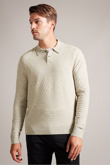 Ted Baker Natural Morar Stitch Knitted Polo Shirt