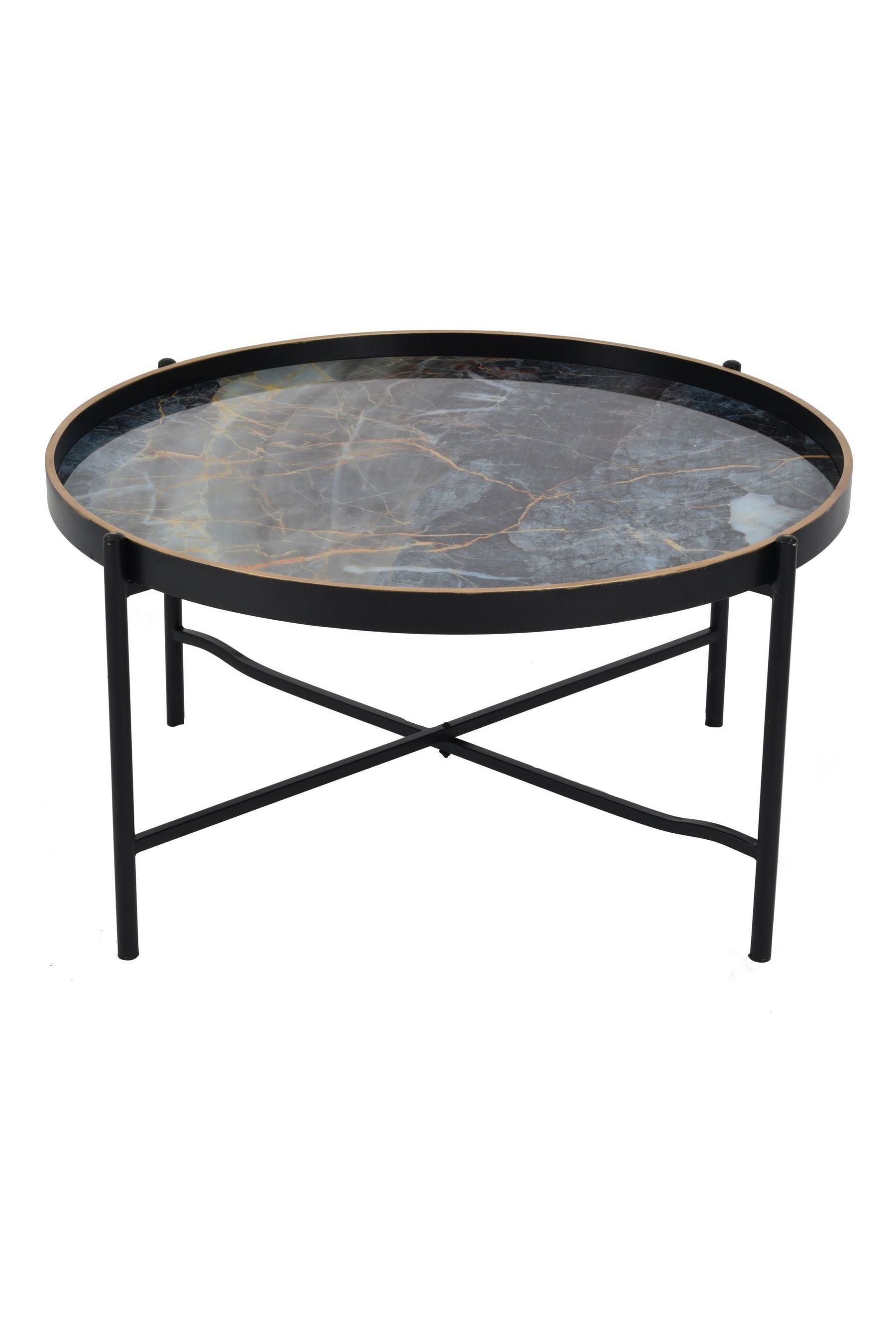 Buy Libra Black Vesuvius Round Coffee Tray Table from the Next UK