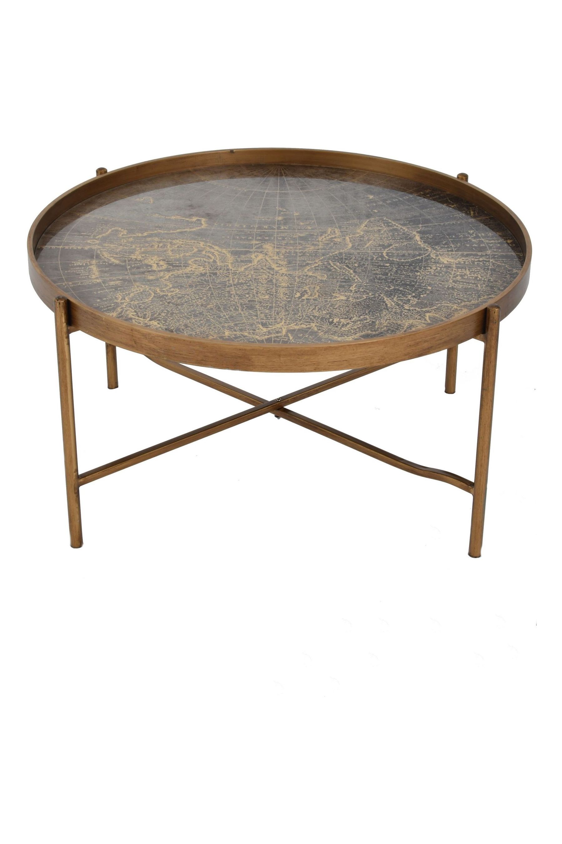 Buy Libra Gold Vienna Antique Atlas Round Coffee Tray Table from