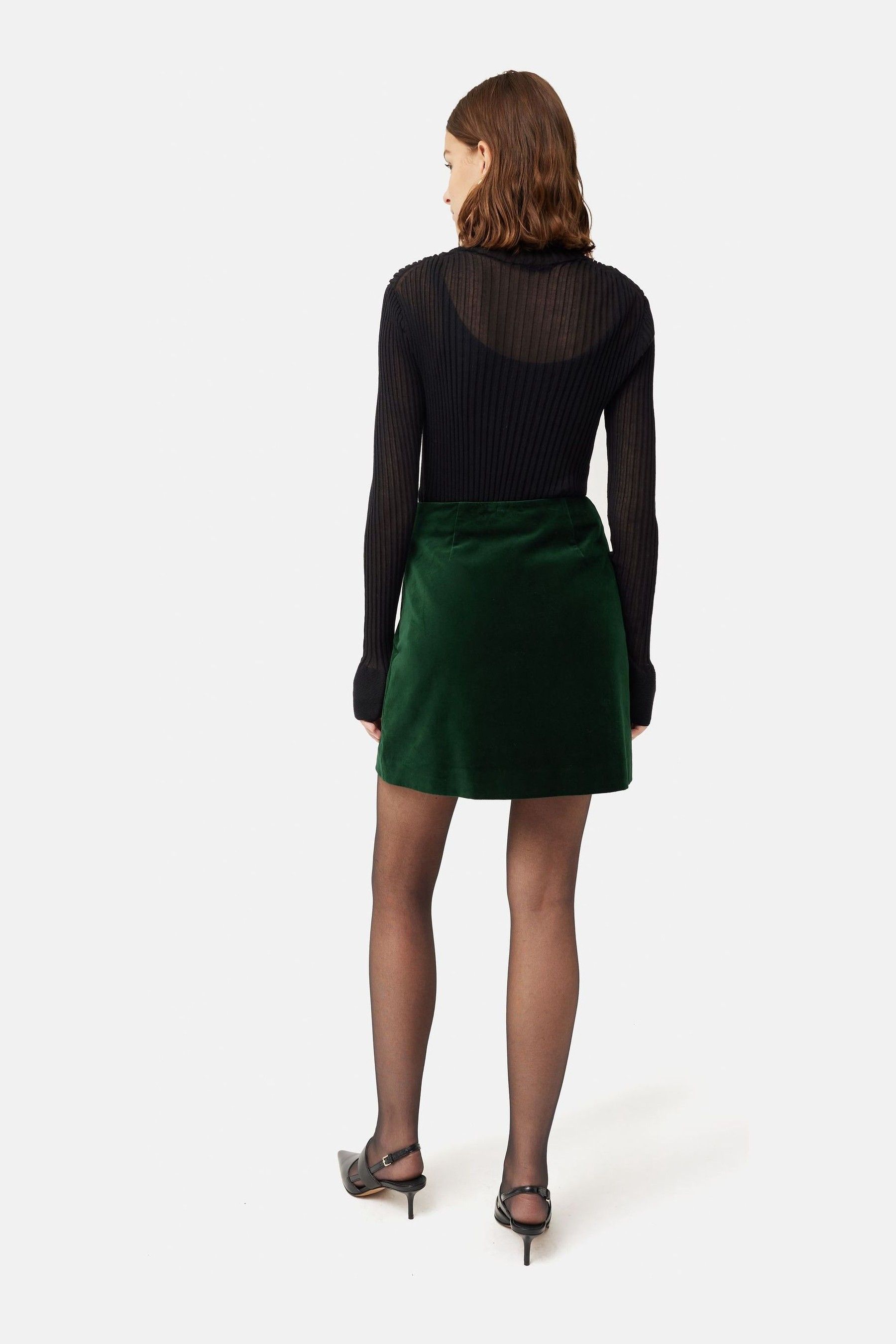 Jigsaw Green Velvet Mini Skirt
