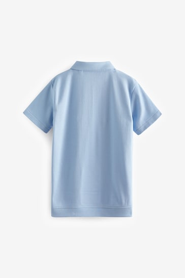 Blue/ Cream Colourblock Short Sleeve Polo Shirt (3-16yrs)