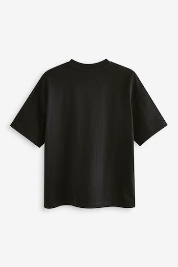 Black Relaxed Fit Short Sleeve Graphic T-Shirt (3-16yrs)