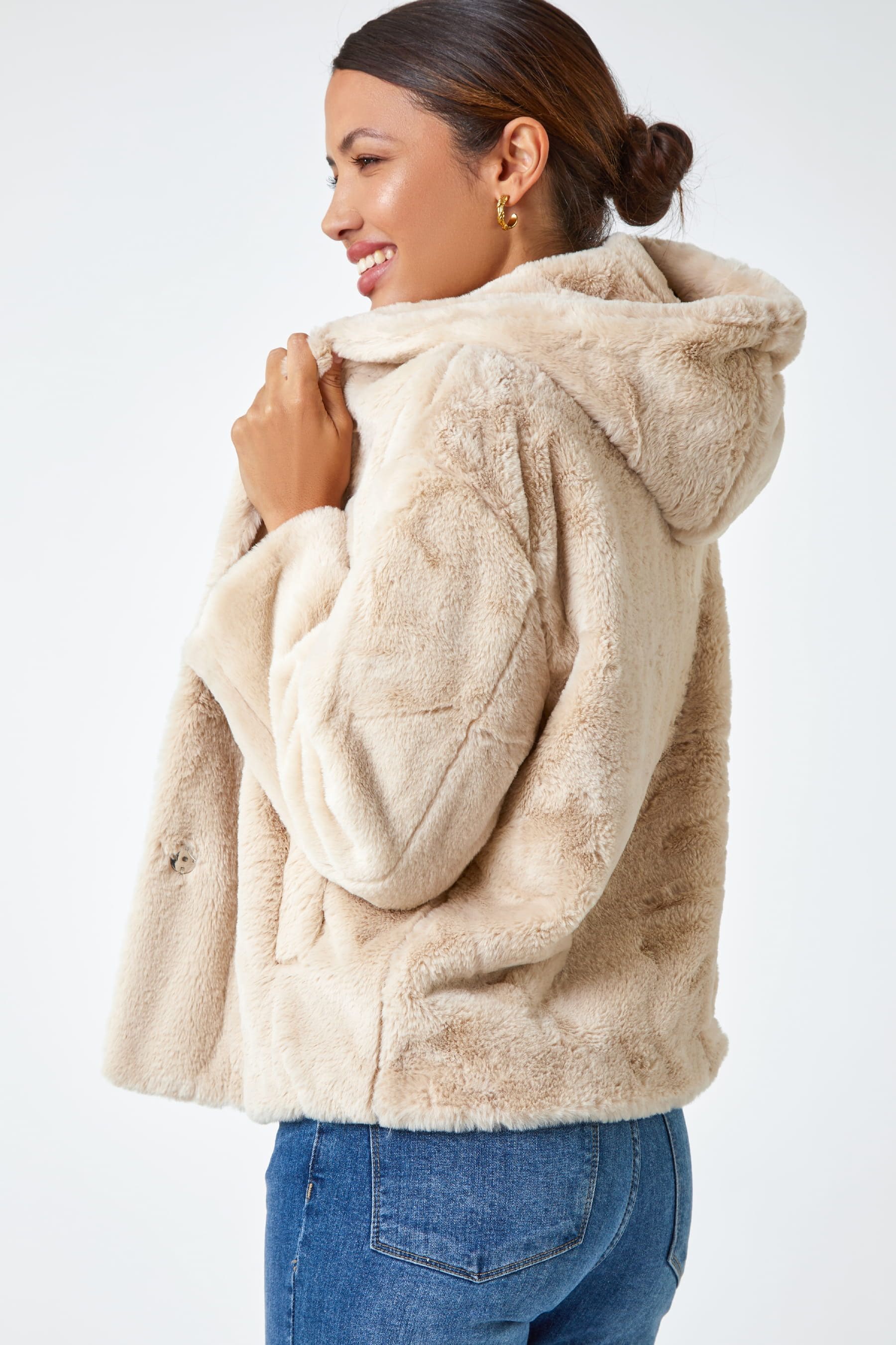 Faux fur fleece coat sale