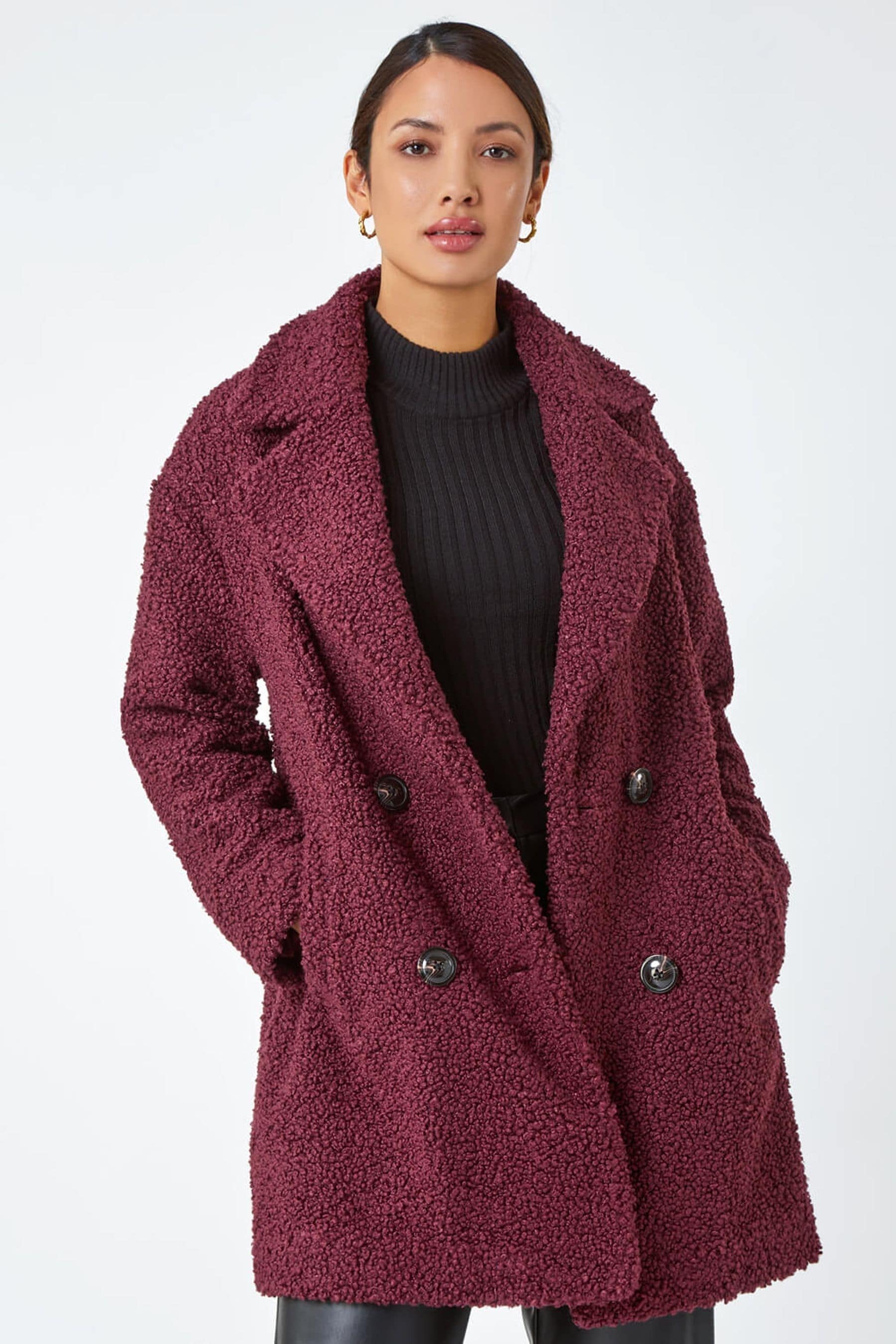 Roman Red Longline Teddy Coat