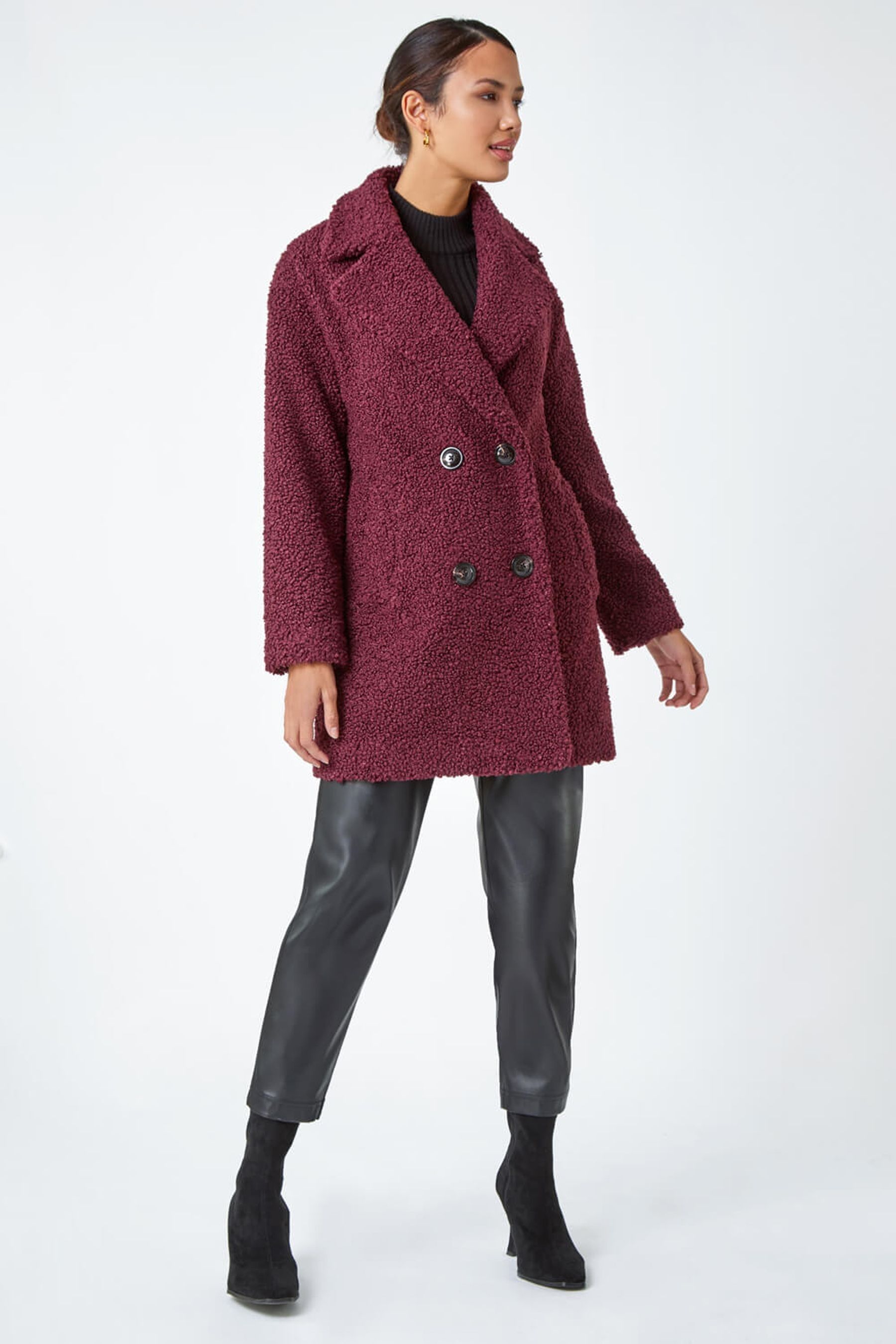 Roman Red Longline Teddy Coat