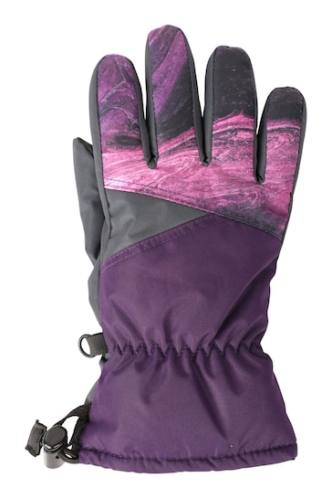 Mountain Warehouse Pink Extreme Kids Waterproof Printed Ski Gloves