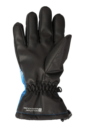 Mountain Warehouse Blue Kids Extreme Waterproof Printed Ski Gloves