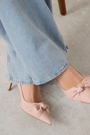 Nude Forever Comfort® Leather Bow Mid Court Shoes