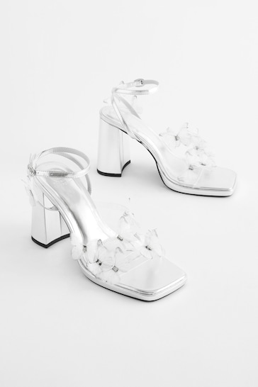 Silver Forever Comfort® Butterfly Block Heel Sandals