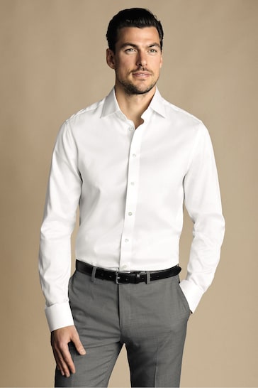 Charles Tyrwhitt White Egyptian Cotton Windsor Weave Slim Fit Shirt