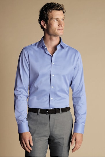 Charles Tyrwhitt Blue Egyptian Cotton Windsor Weave Slim Fit Shirt