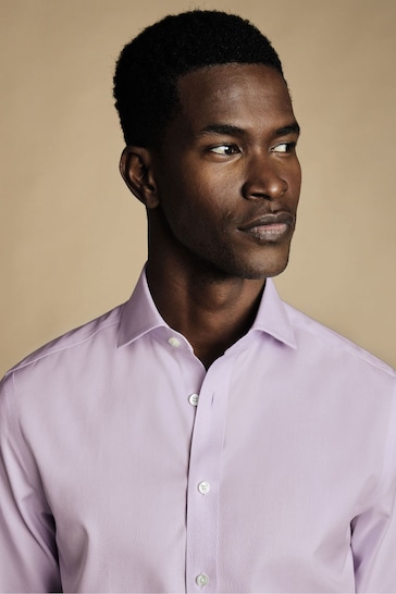 Charles Tyrwhitt Purple Non-iron Twill Cutaway Slim Fit Shirt
