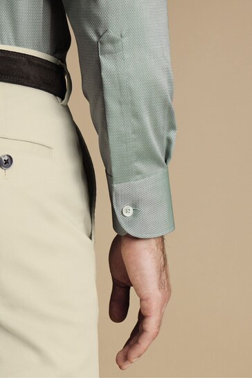 Charles Tyrwhitt Green Non-iron Stretch Texture Slim Fit Shirt