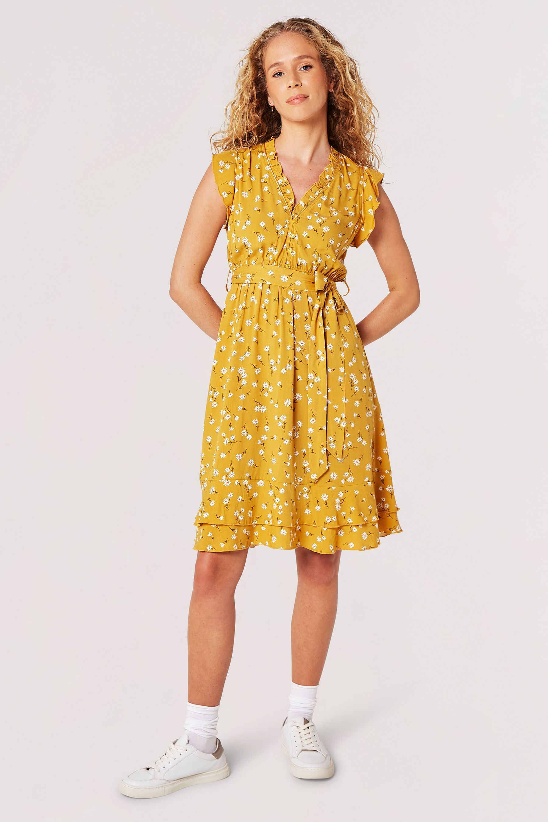 Apricot yellow dress sales