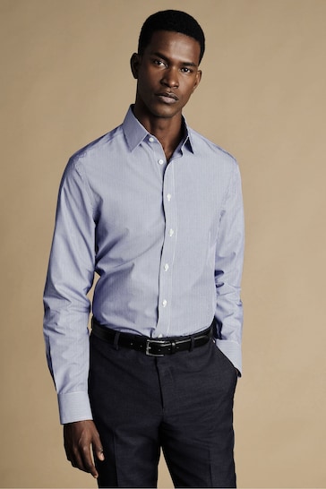 Charles Tyrwhitt Blue Non-iron Bengal Stripe Slim Fit Shirt