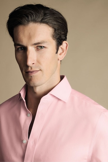 Charles Tyrwhitt Pink Non-iron Mayfair Weave Cutaway Slim Fit Shirt