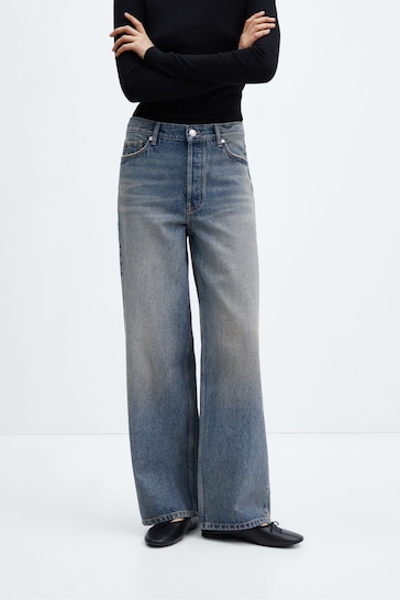 Mango High-Waist Wideleg Jeans