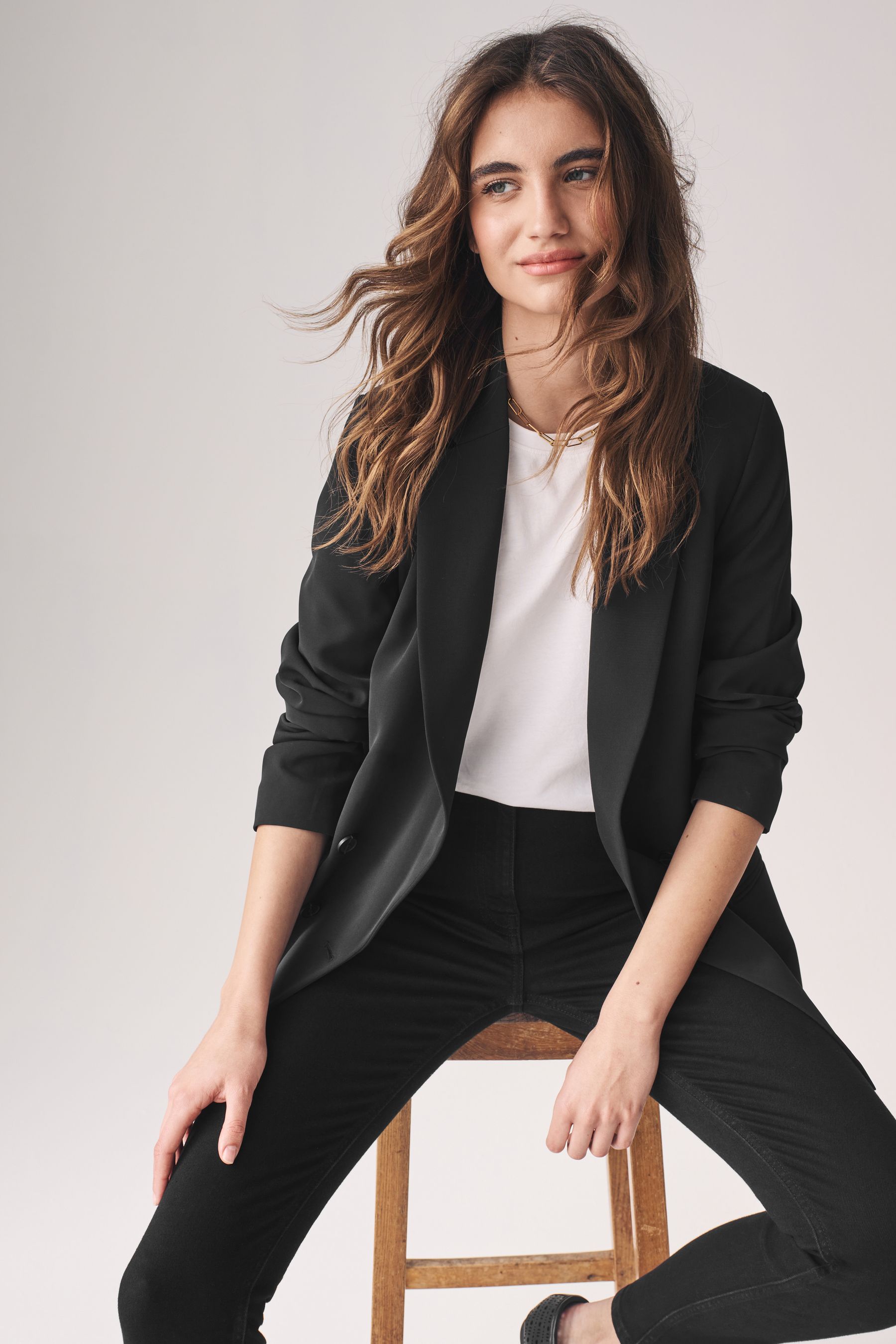 Black double breasted blazer ladies outlet