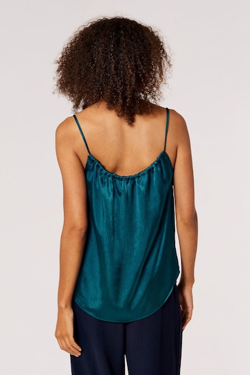 Apricot Blue Textured Satin Camisole Top