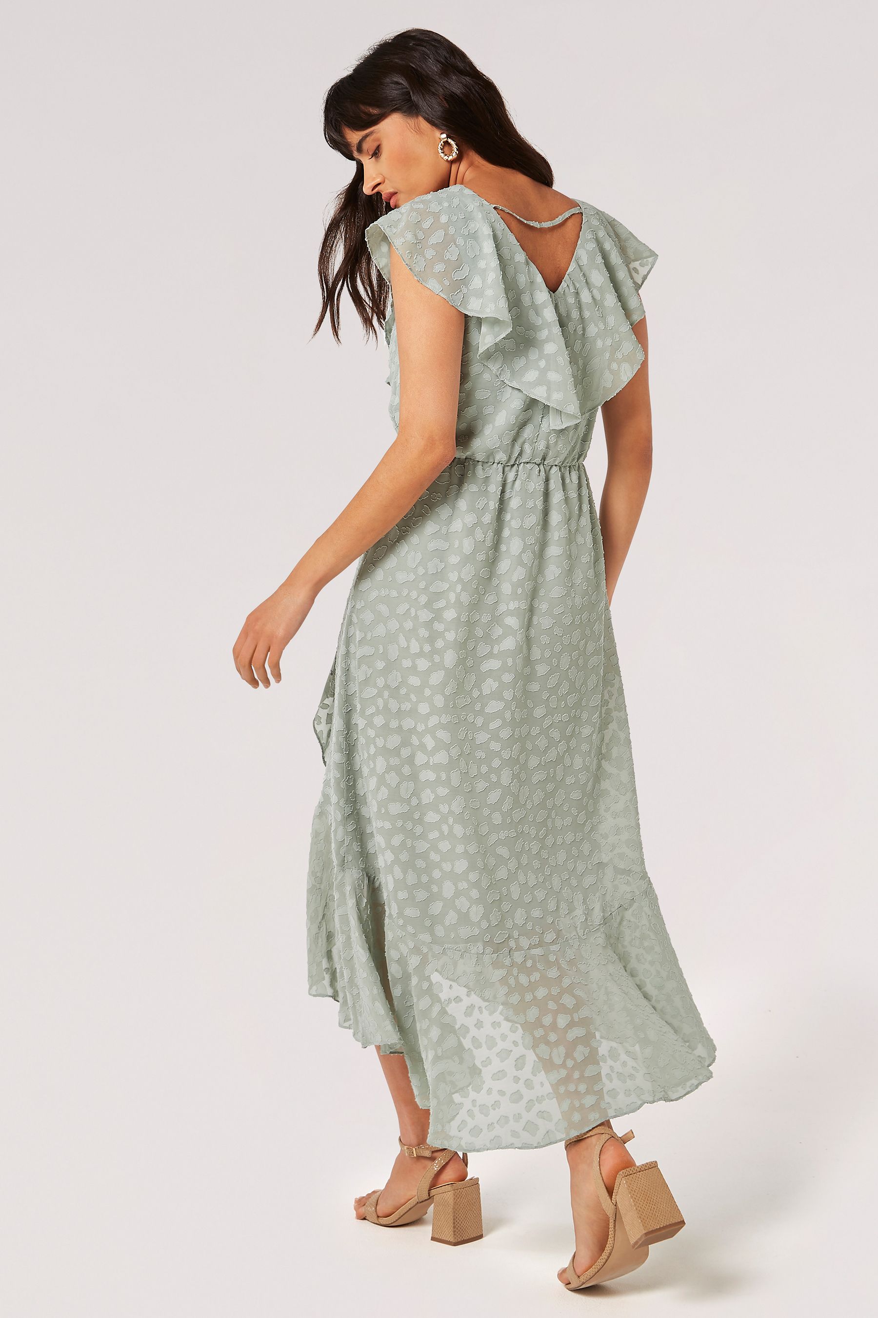 Ruffle faux top wrap dress