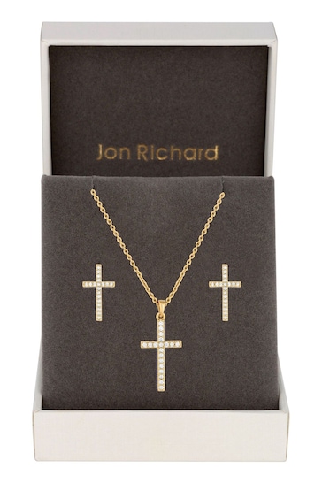 Jon Richard Gold Cubic Zirconia Cross Set