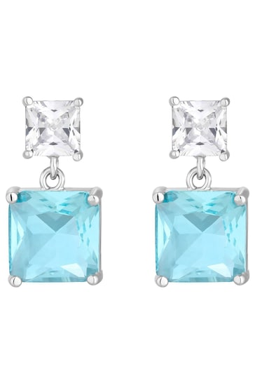 Jon Richard Silver Tone Cubic Zirconia Cushion Drop Earrings