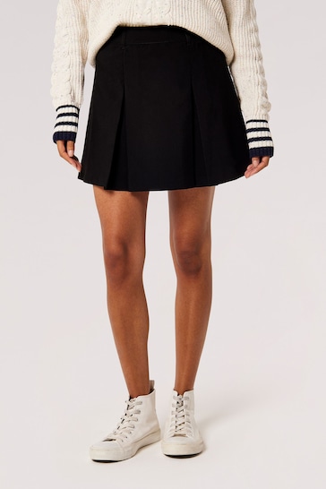 Apricot Black Pleated Tailored Mini Skirt