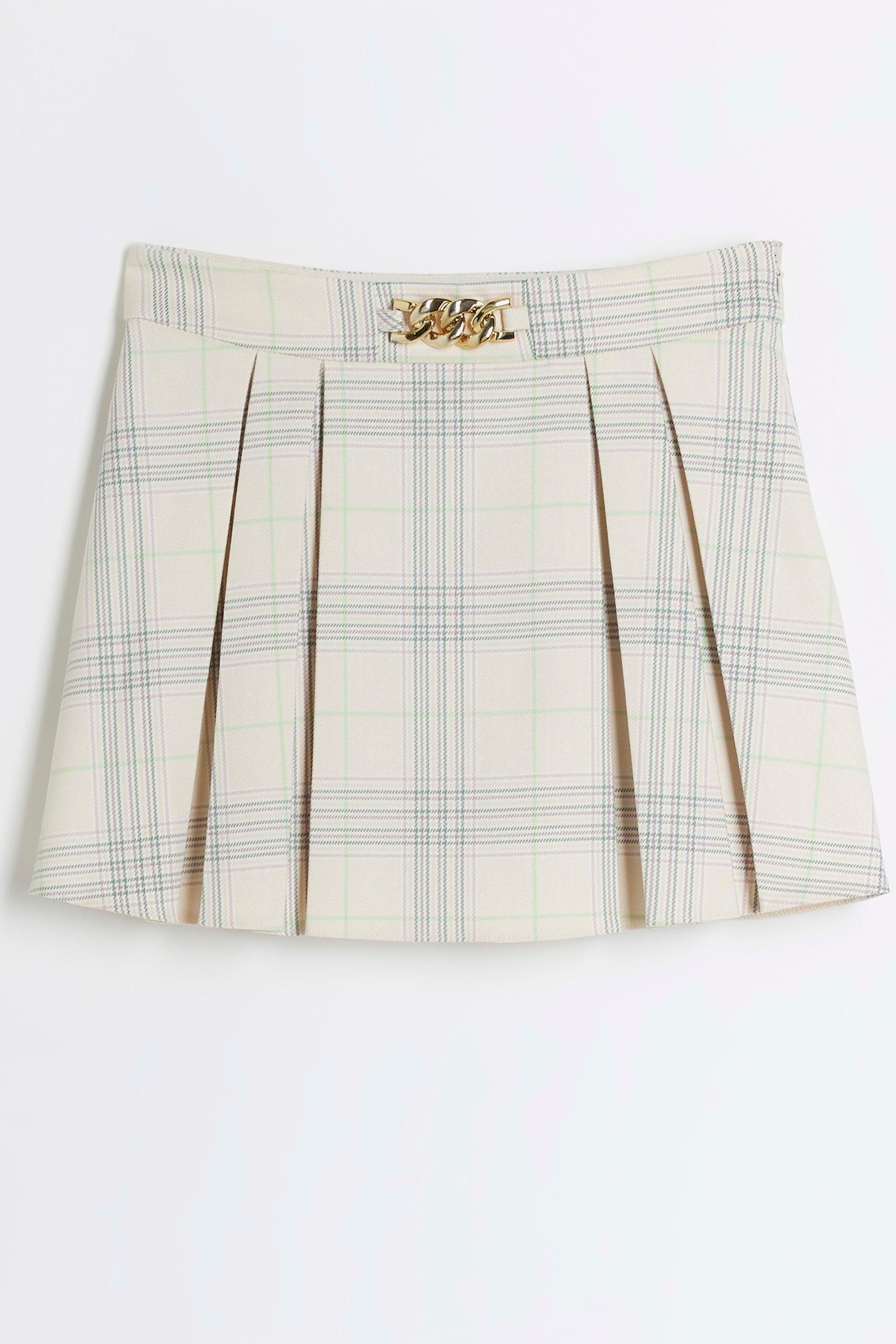 Buy River Island Cream Girls Check Kilt Skirt from the Next UK
