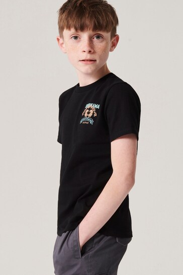 River Island Black Boys Shirikawa Back Print Graphic T-Shirt