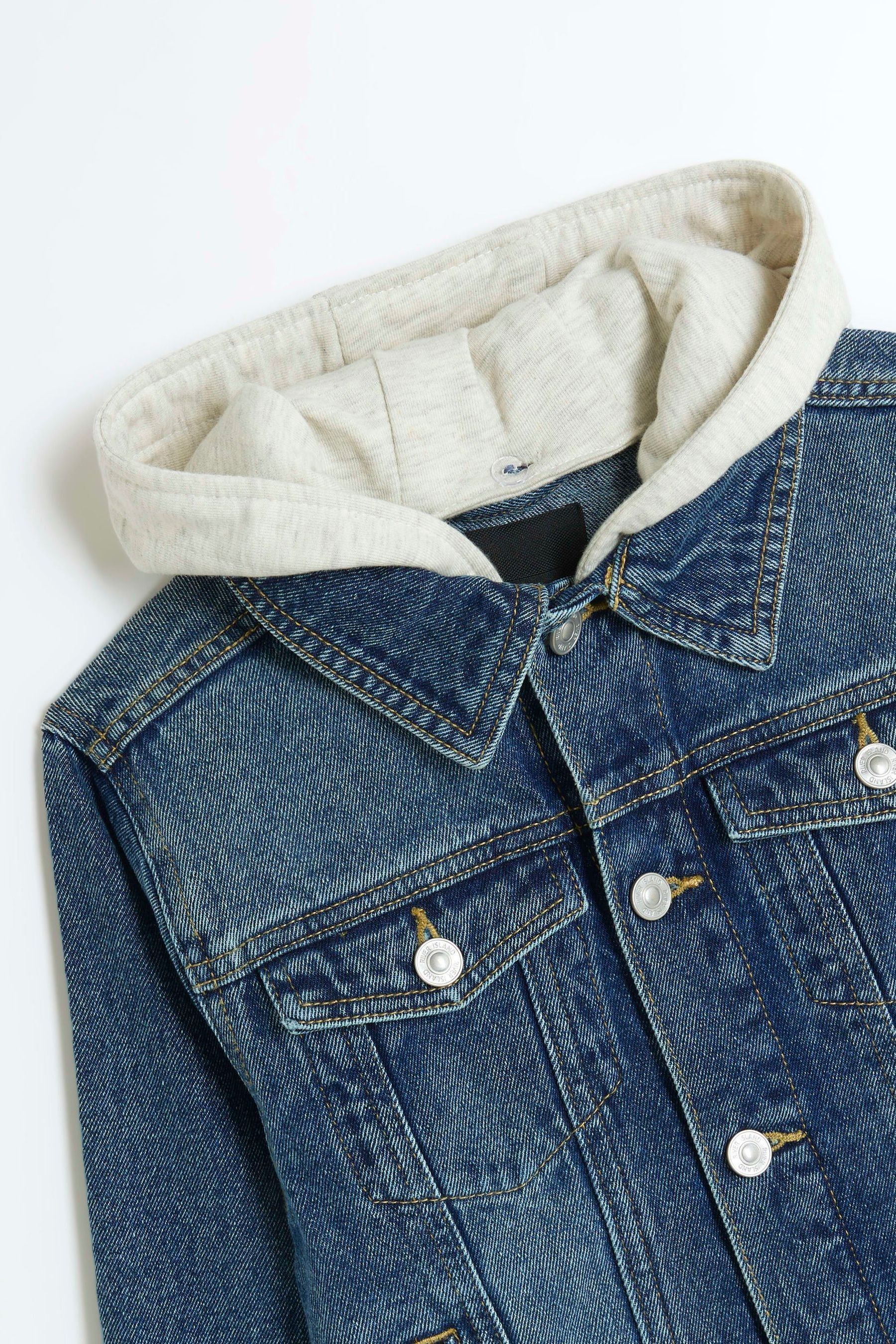 Buy River Island Blue Boys Hooded 100 Cotton Denim Jacket from the Next UK online shop