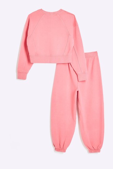 River Island Pink Girls Drenched Miami Sweat Set