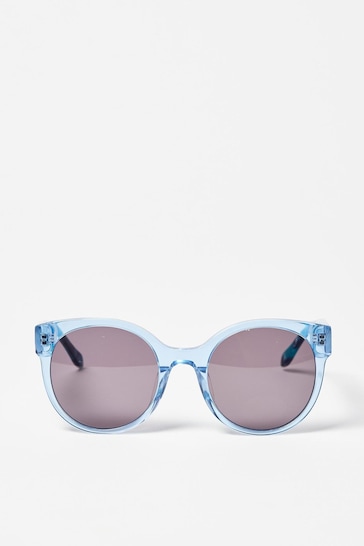 Oliver Bonas Blue Faux Tortoiseshell Round Acetate Sunglasses