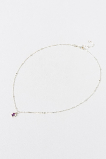 Oliver Bonas Purple Odette Oval Amethyst Pendant Necklace