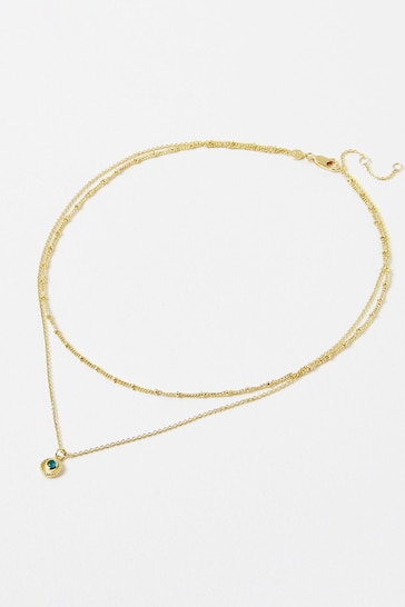 Oliver Bonas Sarai  Gold Plated Layered Pendant Necklace