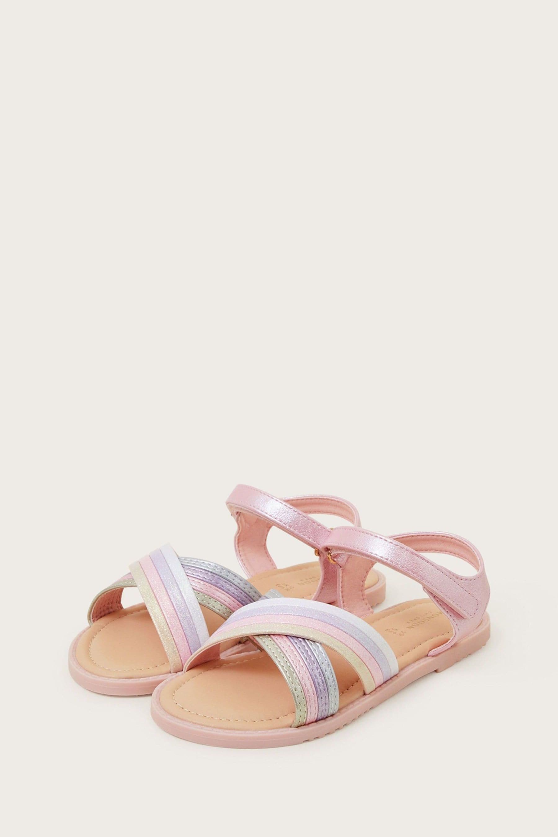 Buy Monsoon Pink Glitter Rainbow Sandals from the Next UK online shop