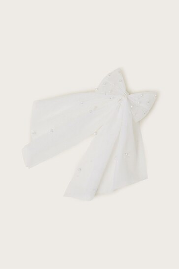 Monsoon White Communion Pearl Hair Bow