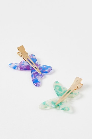 Oliver Bonas Blue Butterfly Resin Hair Clips 2 Pack