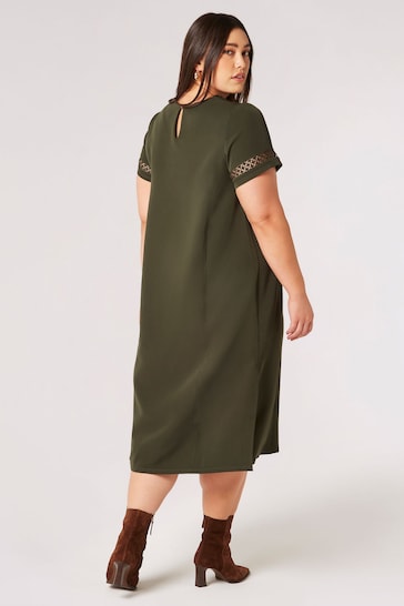 Apricot Green Lattice Trim Midaxi Tshirt Dress