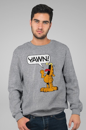 All + Every Grey Garfield YAWN Mens Sweatshirt