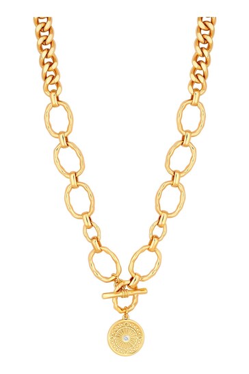 Mood Gold Polished Chunky Chain Medallion Necklace