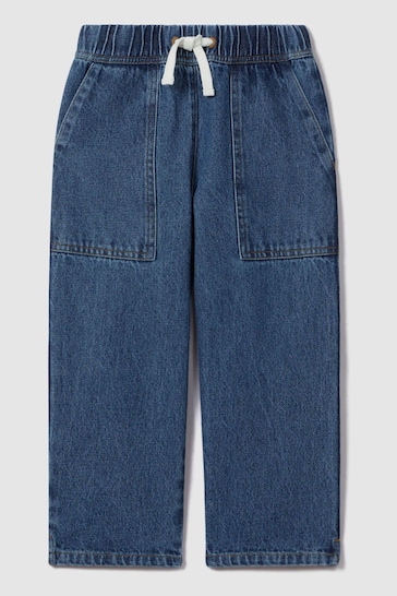 Reiss Blue Marloe Teen Drawstring Waist Straight Leg Jeans