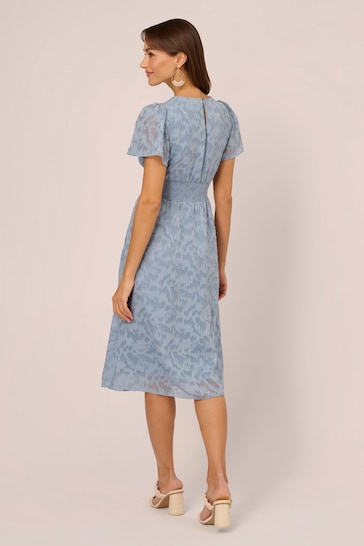Adrianna Papell Blue Burnout Midi Dress