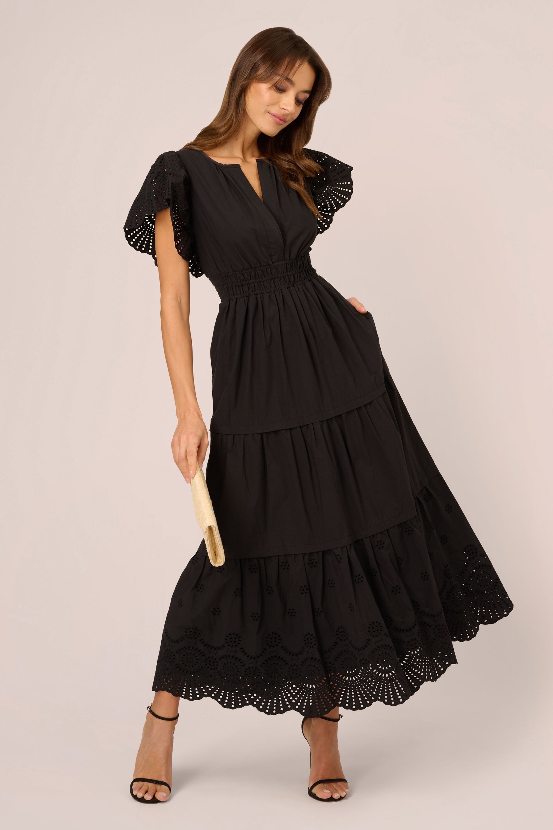 Buy Adrianna Papell 100 Cotton Eyelet Black Dress from the Next UK online shop