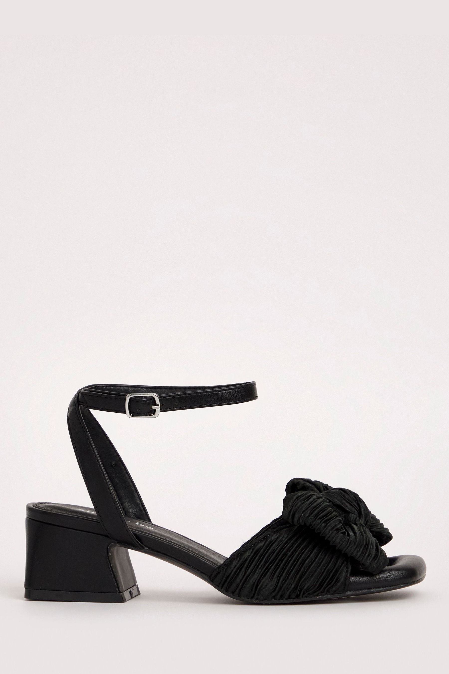 Buy Simply Be Black Standard Wide Fit Plisse Bow Low Occasion Heel Sandals from the Next UK online shop