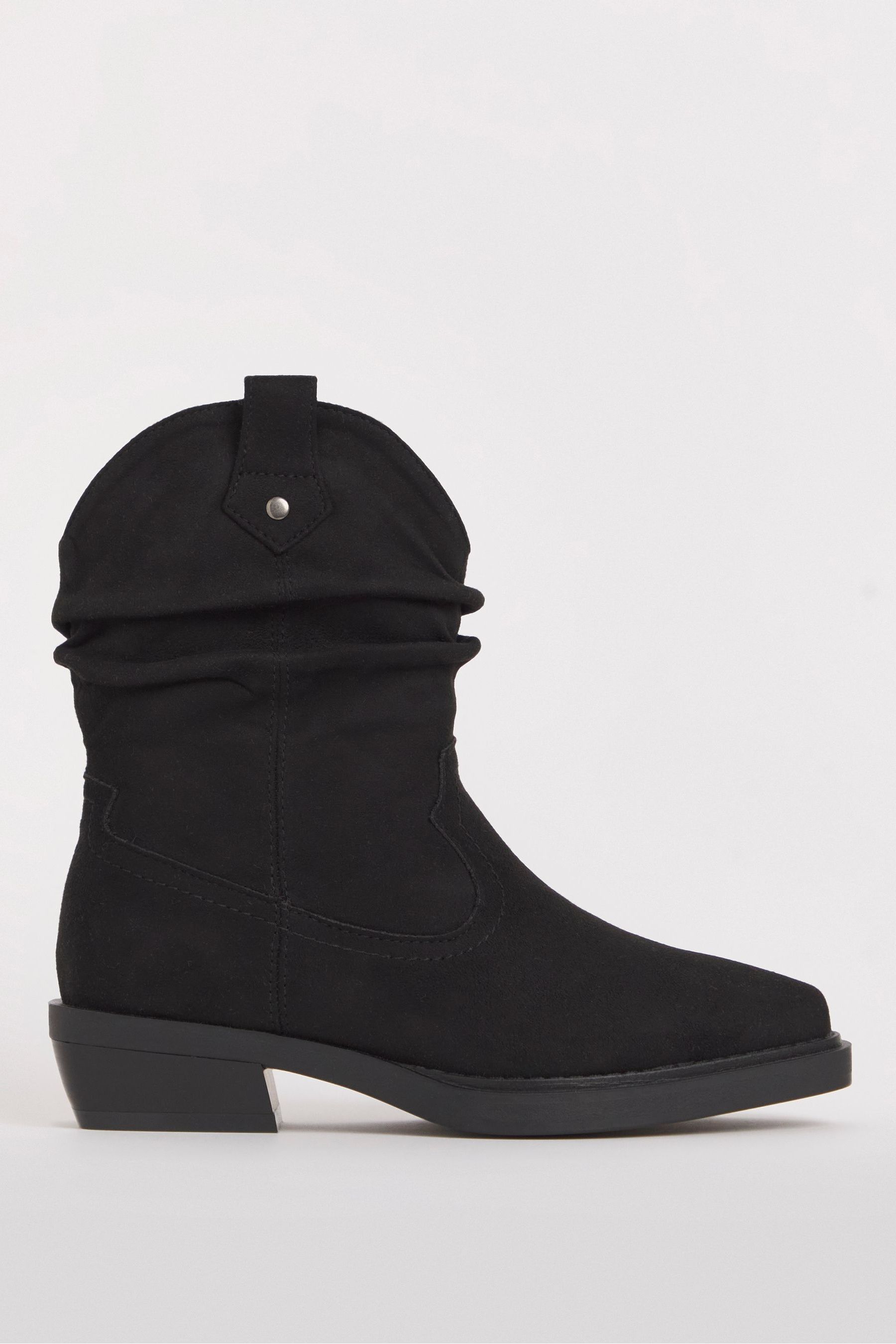 Buy Simply Be Ruched Western Ankle Wide Fit Black Boots from the